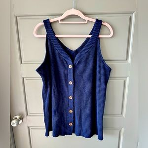 Ava + Viv Navy Button Down Tank